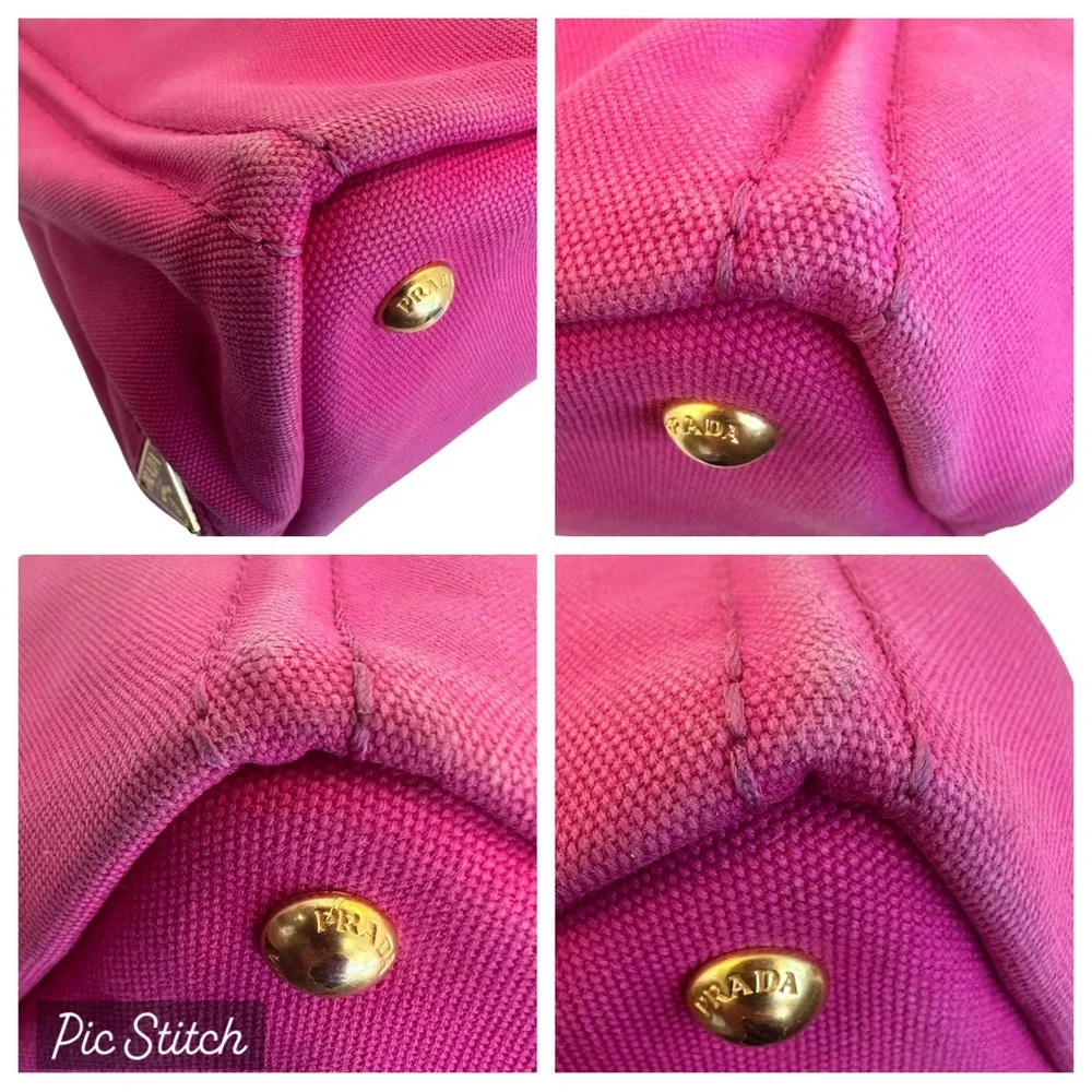 Prada Canapa Shoulder Crossbody Bag Tote Fuchsia Pink Purple Large Summer
